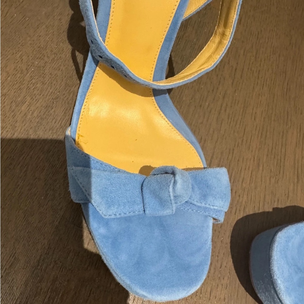 Alexandre Birman Clarita Blue Suede Platform Heels size 38 8 Bow Ankle Straps - Picture 6 of 8